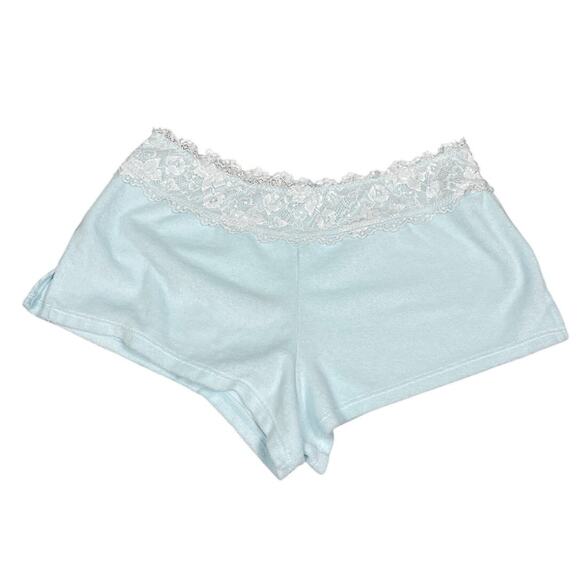 Betsey Johnson Womens Size M Light Blue Lace Trim Waist Sleep Shorts - Picture 1 of 11